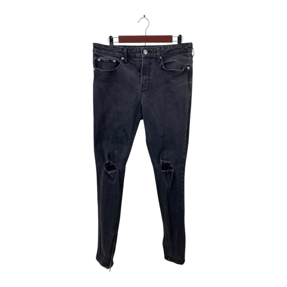Pacsun Stacked Skinny Jeans Men 31 x 32 Black Active Stretched Distressed Zipper